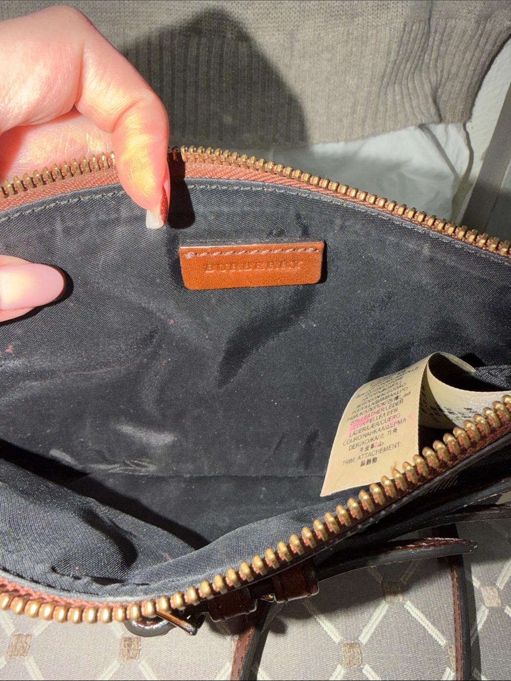 Burberry Tan and Brown Check Crossbody with Leather Trim - Picture 4 of 7